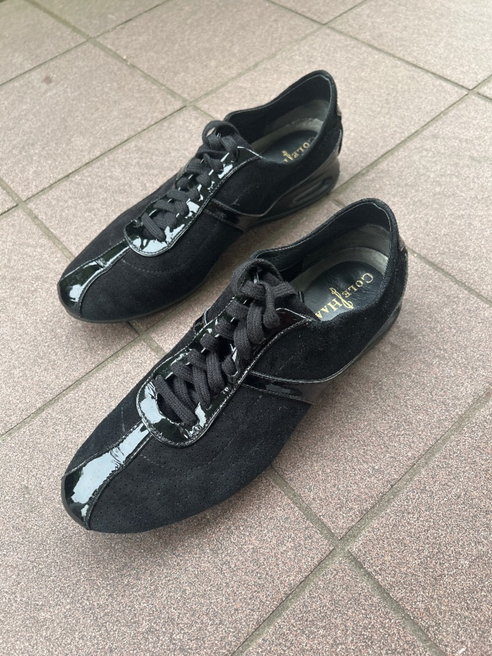 Cole Haan x Nike Air Black Suede & Patent Leather Sneakers -